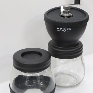 MOLINO DE CAFÉ DE VIDRIO (DOBLE RECIPIENTE)